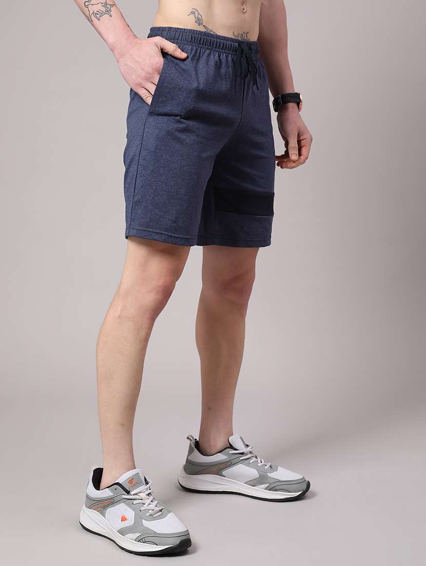 men blue cotton shorts three - fourth - 22160048 -  Standard Image - 2