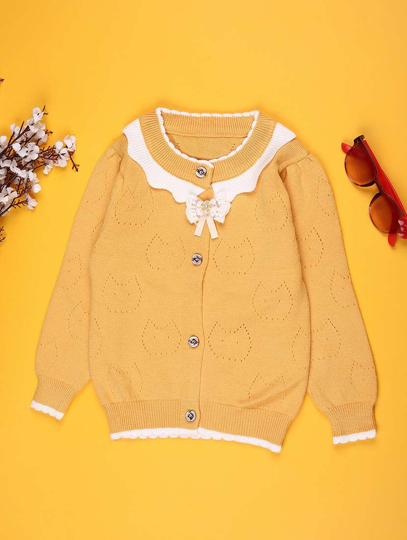 girls self designed long sleeve cardigan