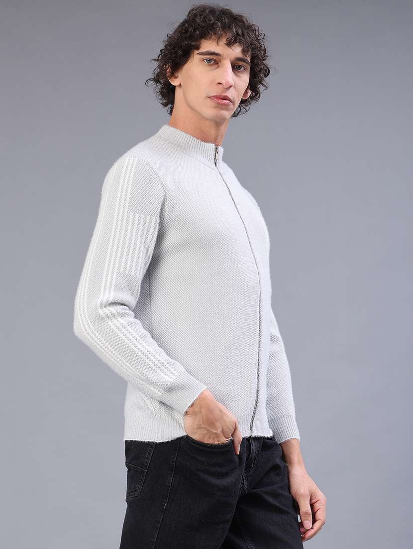 men self designed long sleeve zipper cardigan - 22160169 -  Standard Image - 2