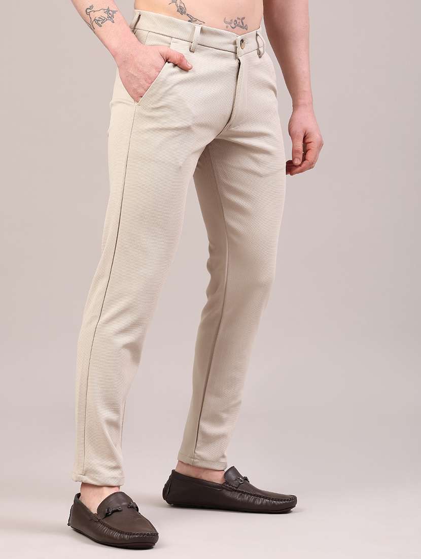 Men Solid Mid Rise Chinos Casual Trouser - 22160214 -  Standard Image - 2