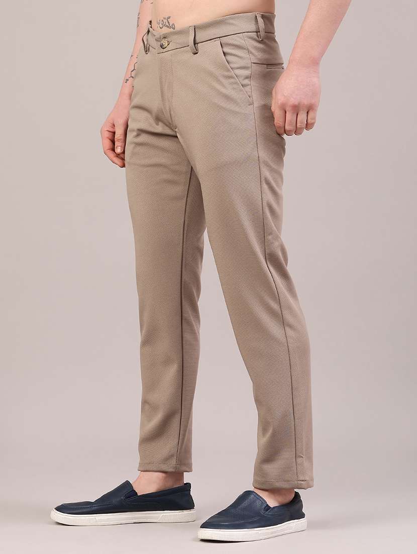 Men Solid Mid Rise Chinos Casual Trouser - 22160220 -  Standard Image - 2