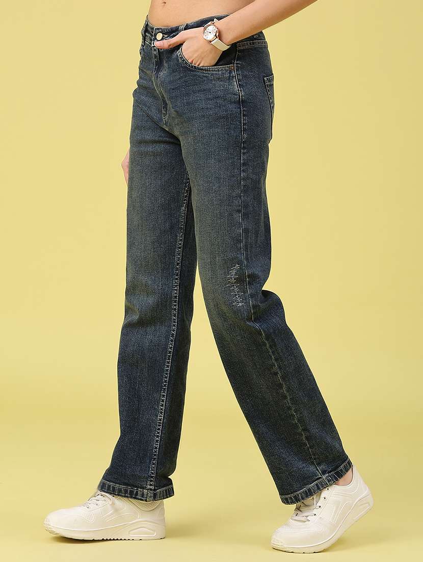 women solid mid rise straight jeans - 22160279 -  Standard Image - 2