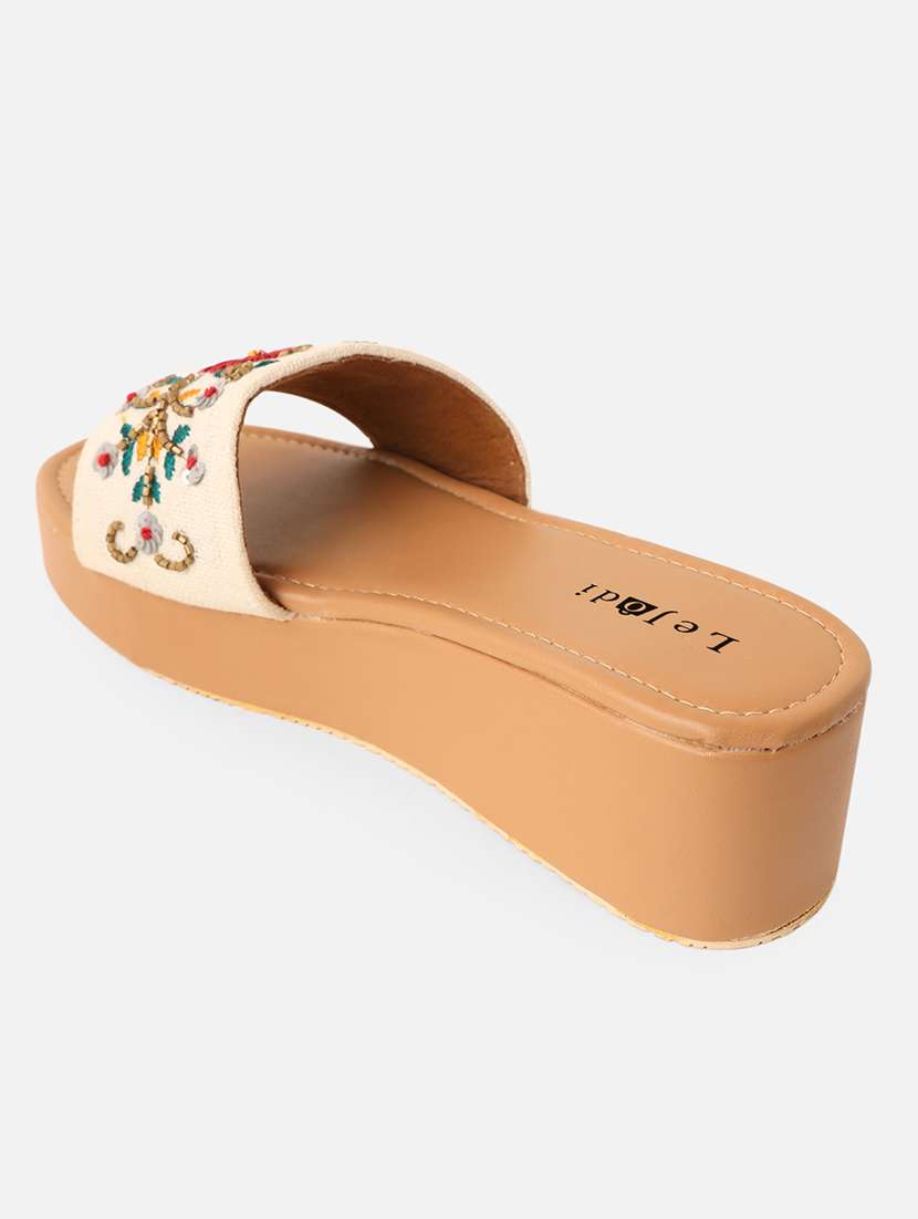 women embroidered slip on sandal - 22160297 - Standard Image - 2