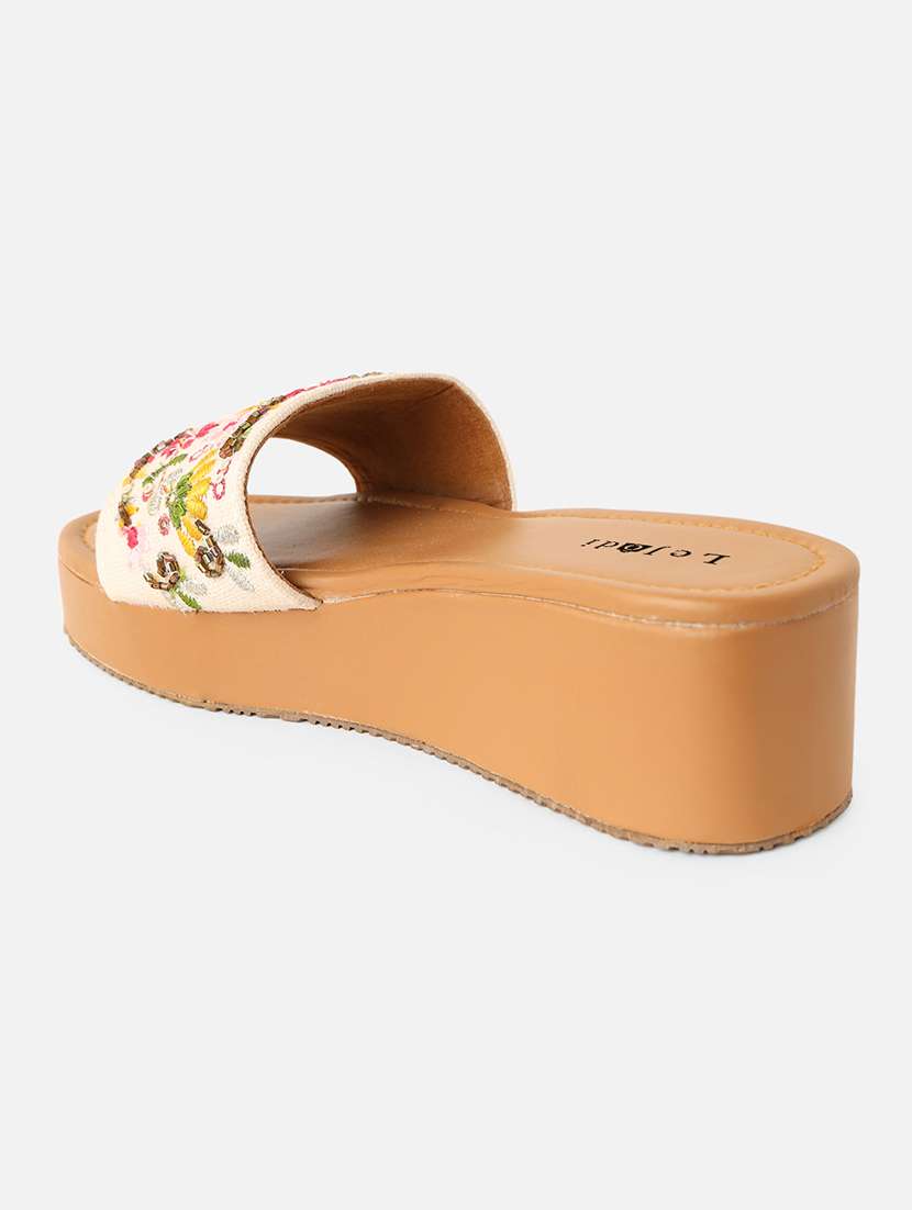 women embroidered slip on sandal - 22160299 - Standard Image - 2