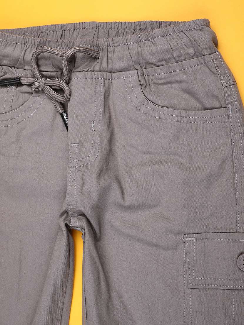 boys solid mid rise regular fit cargo - 22160304 -  Standard Image - 2