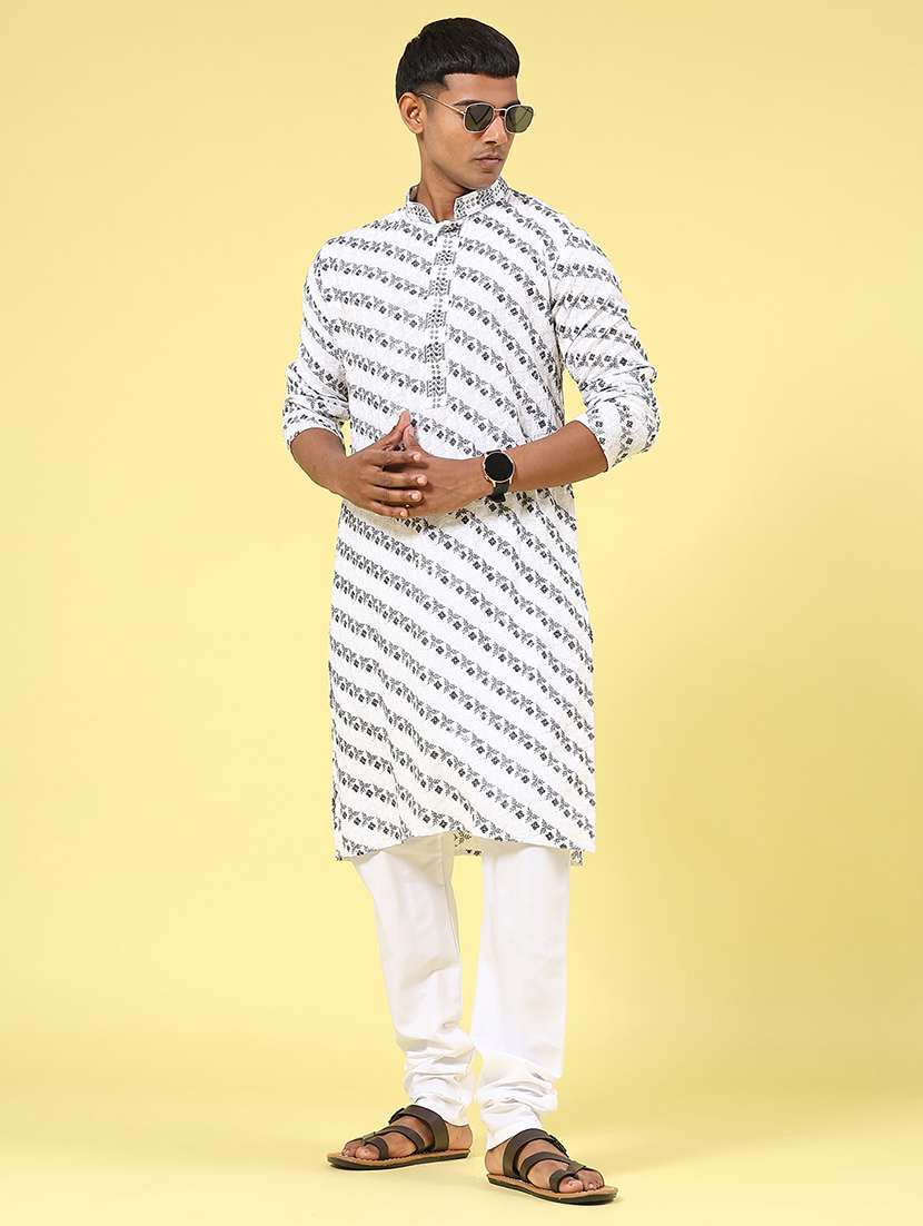 white polyester kurta pyjama ethnic wear - 22160373 -  Standard Image - 2