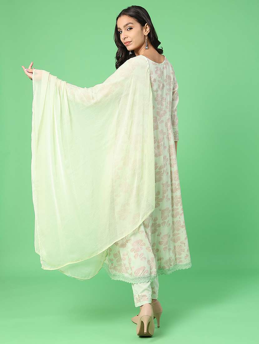 women printed three quarter sleeve kurta pant with dupatta set - 22160397 -  Standard Image - 2