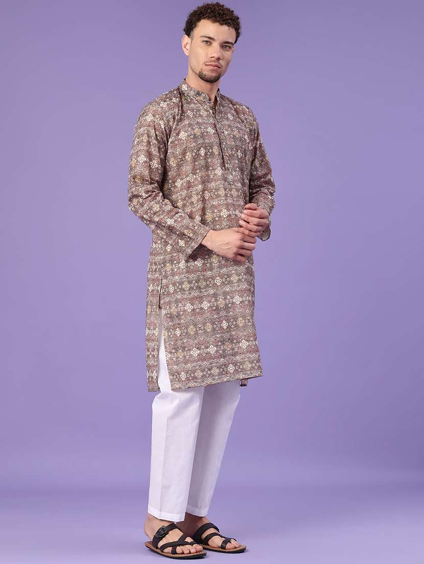 brown polyester kurta pyjama ethnic wear - 22160548 -  Standard Image - 2