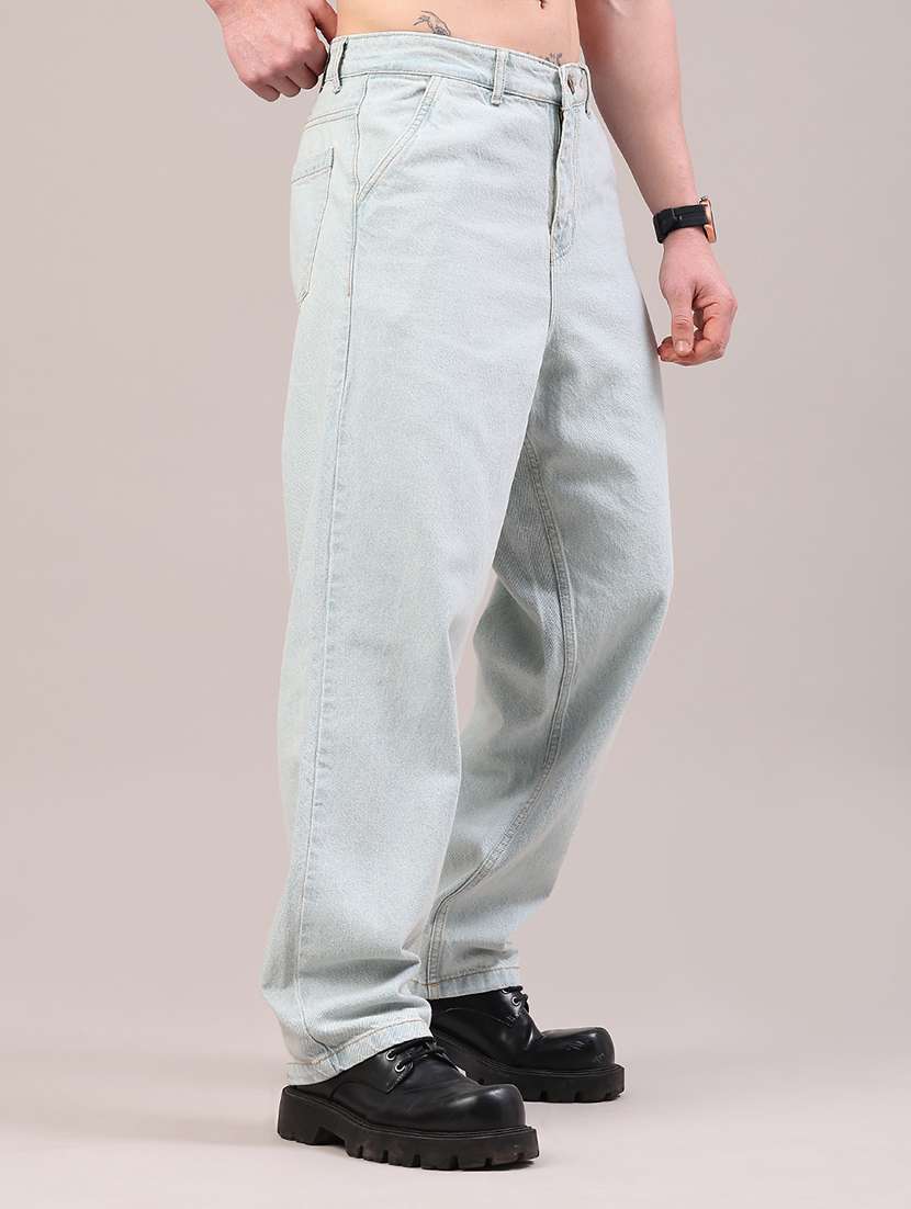men plain mid rise full length baggy jeans - 22160573 -  Standard Image - 2
