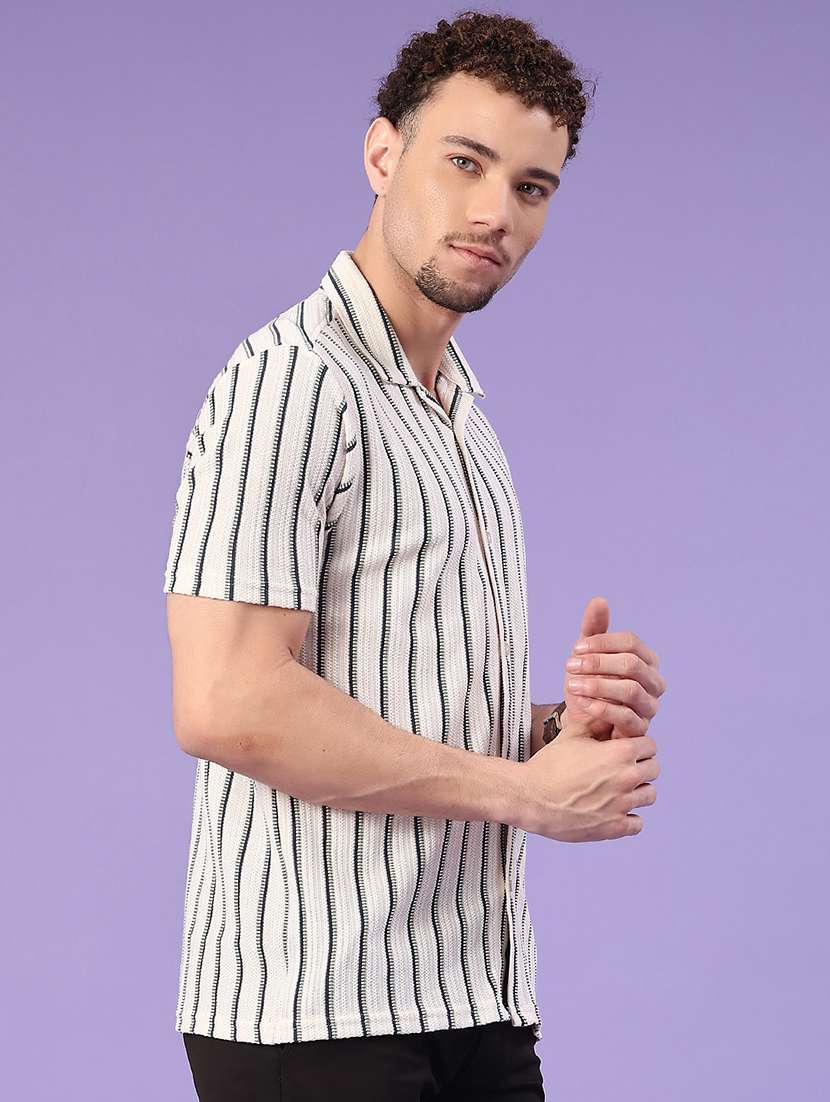men striped short sleeve regular fit casual shirt - 22160574 -  Standard Image - 2