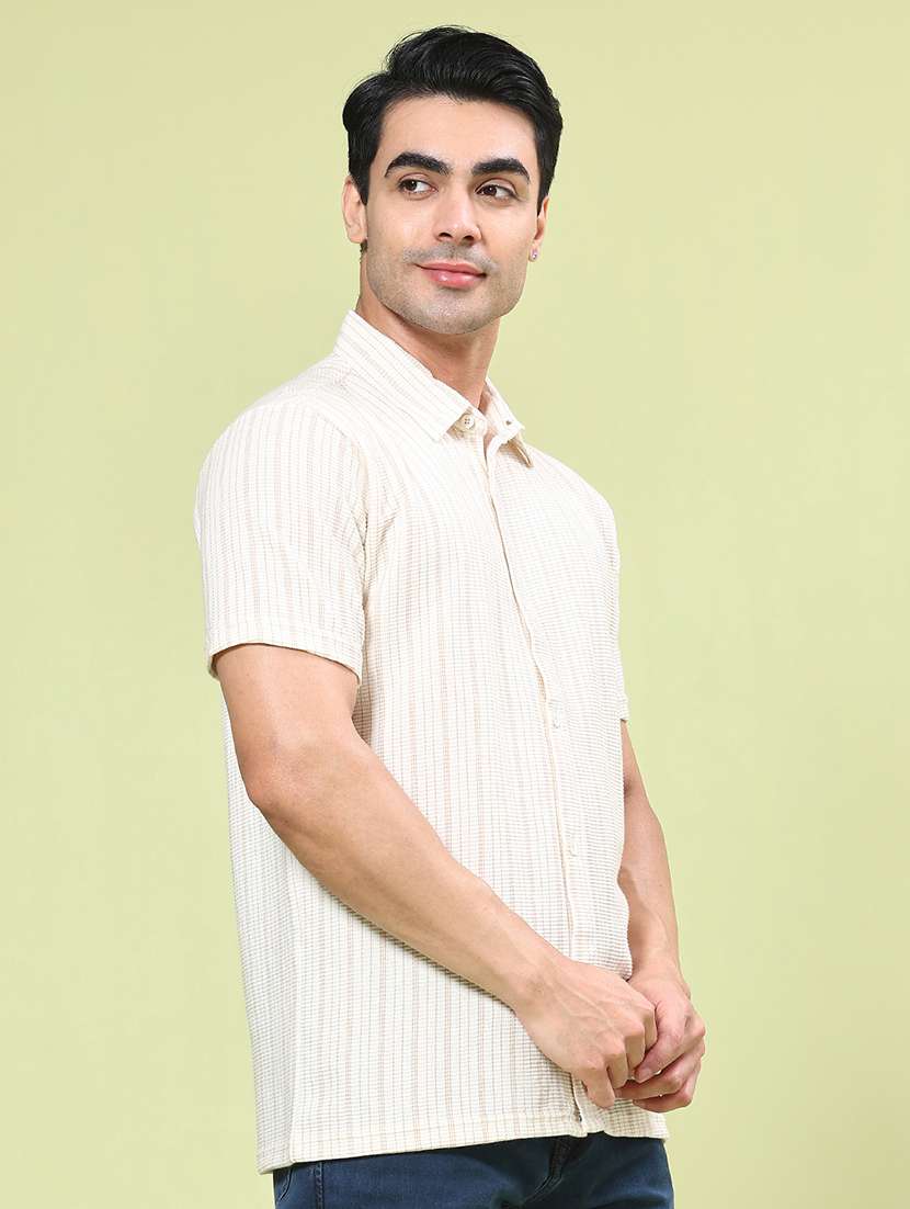men striped short sleeve regular fit casual shirt - 22160575 -  Standard Image - 2