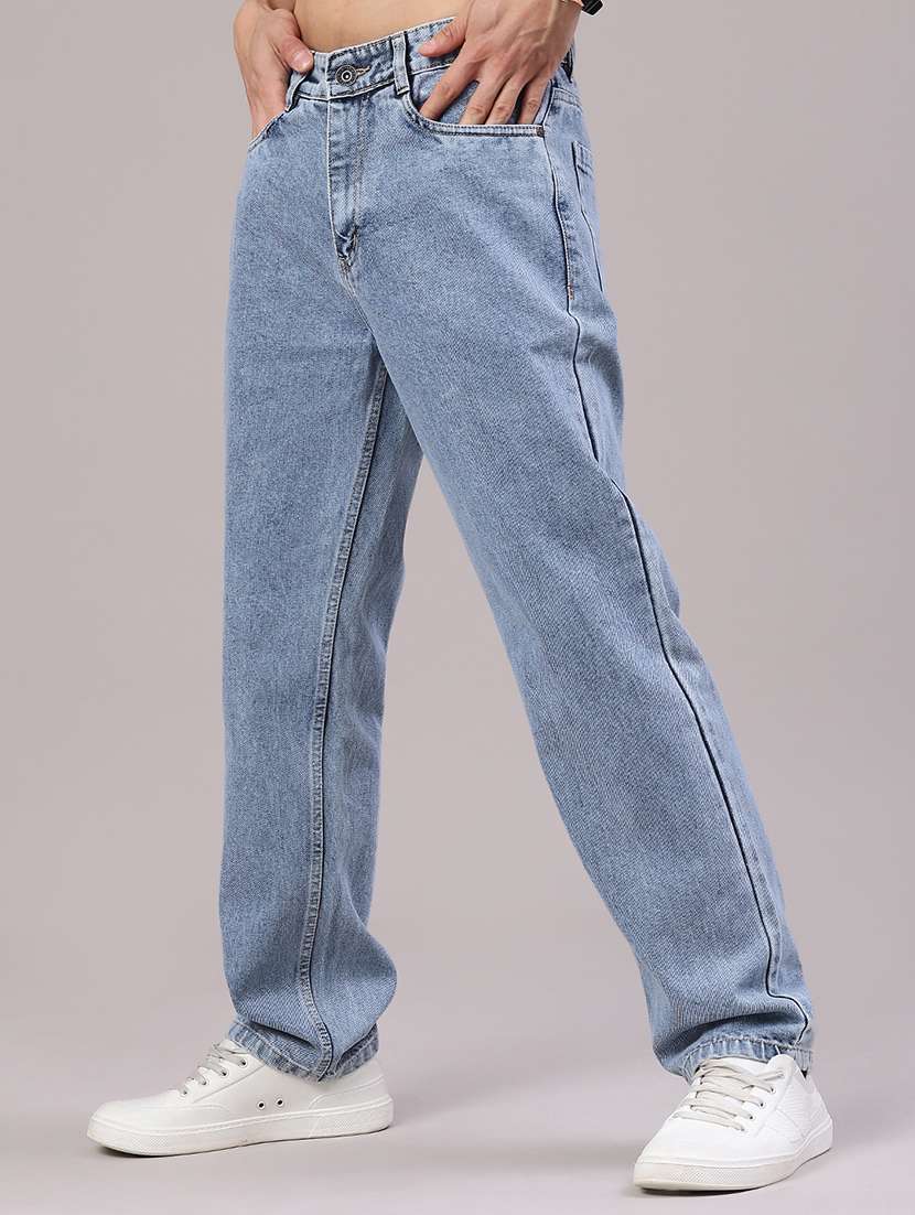 men plain mid rise full length straight jeans - 22160641 -  Standard Image - 2