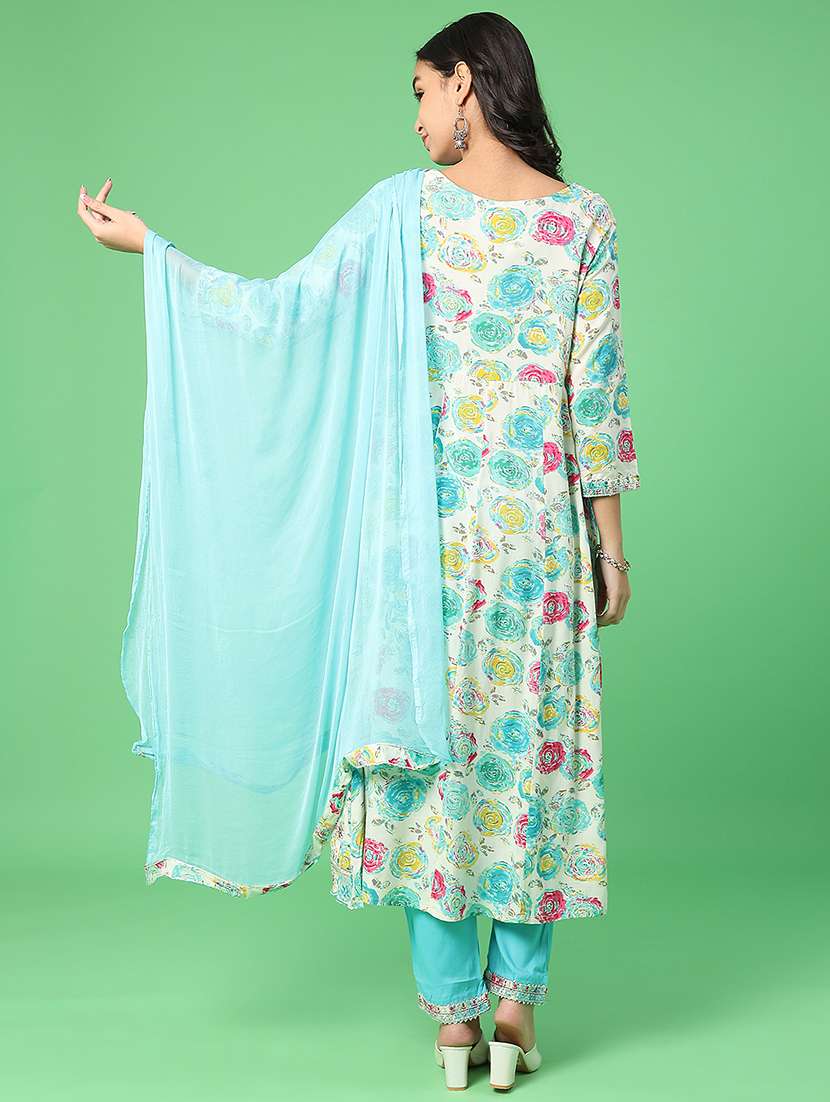 women printed three quarter sleeve kurta pant with dupatta set - 22160874 -  Standard Image - 2