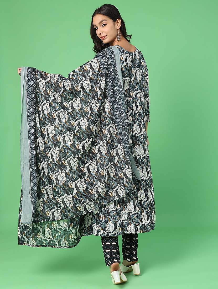 women printed three quarter sleeve kurta pant with dupatta set - 22160875 -  Standard Image - 2
