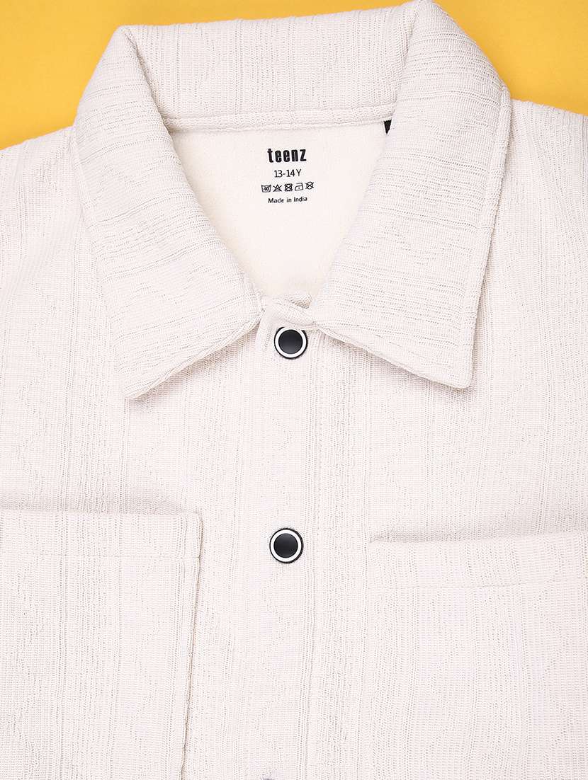 boys solid collared long sleeve shacket - 22160889 -  Standard Image - 2