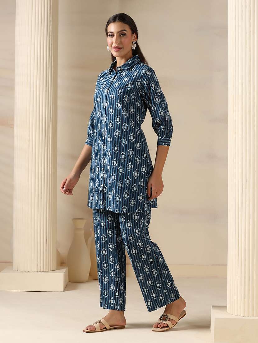 women three quarter sleeve regular fit ethnic co-ord set - 22161029 -  Standard Image - 2