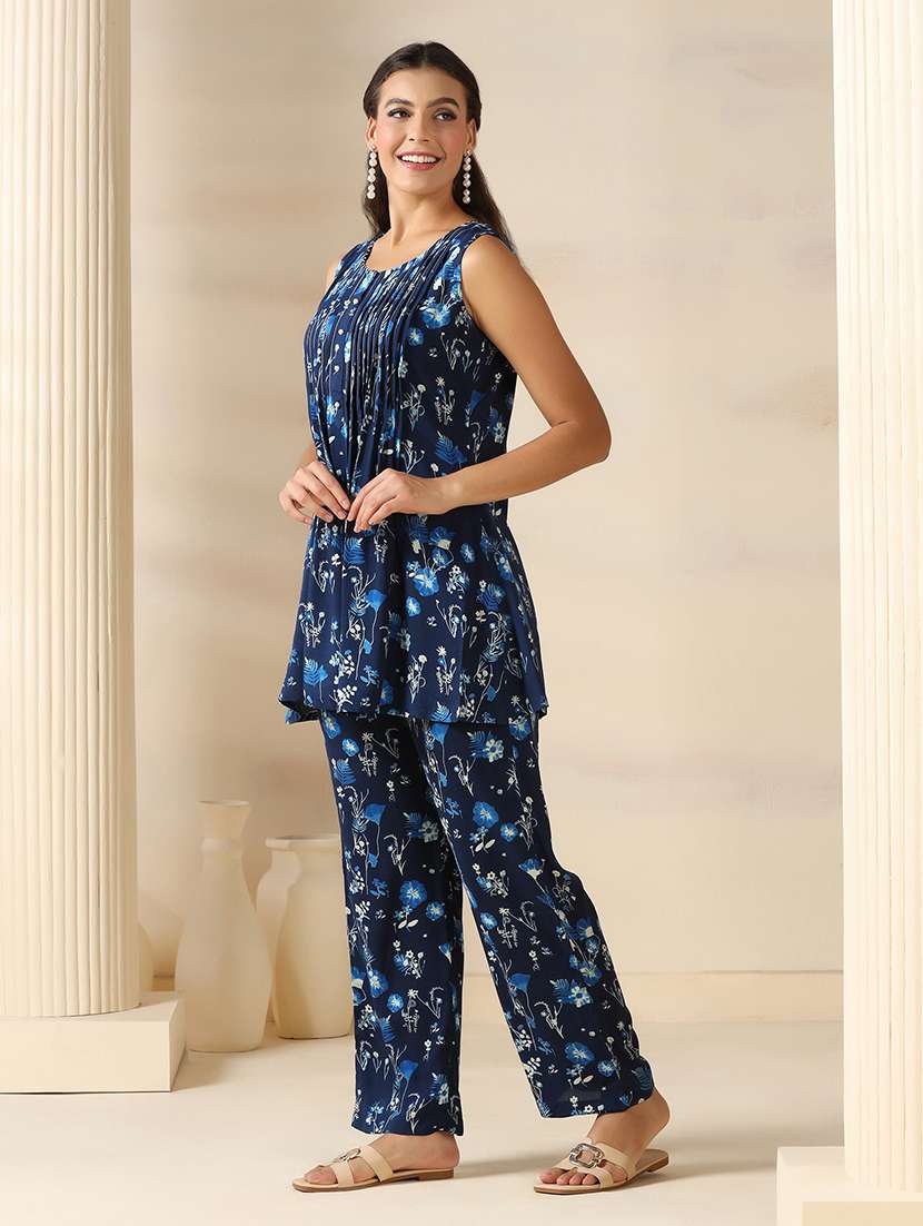 women floral printed round neck ethnic co-ord set - 22161030 - Standard Image - 2