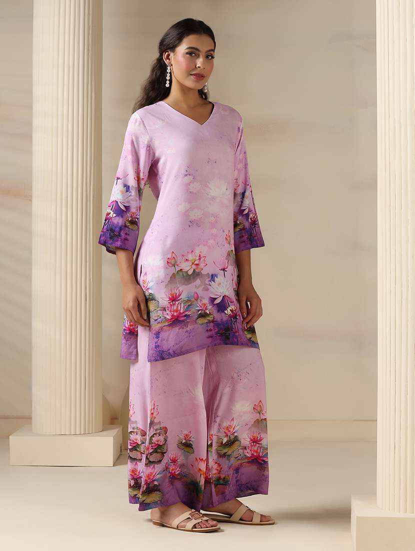 women three quarter sleeve regular fit ethnic co-ord set - 22161032 -  Standard Image - 2