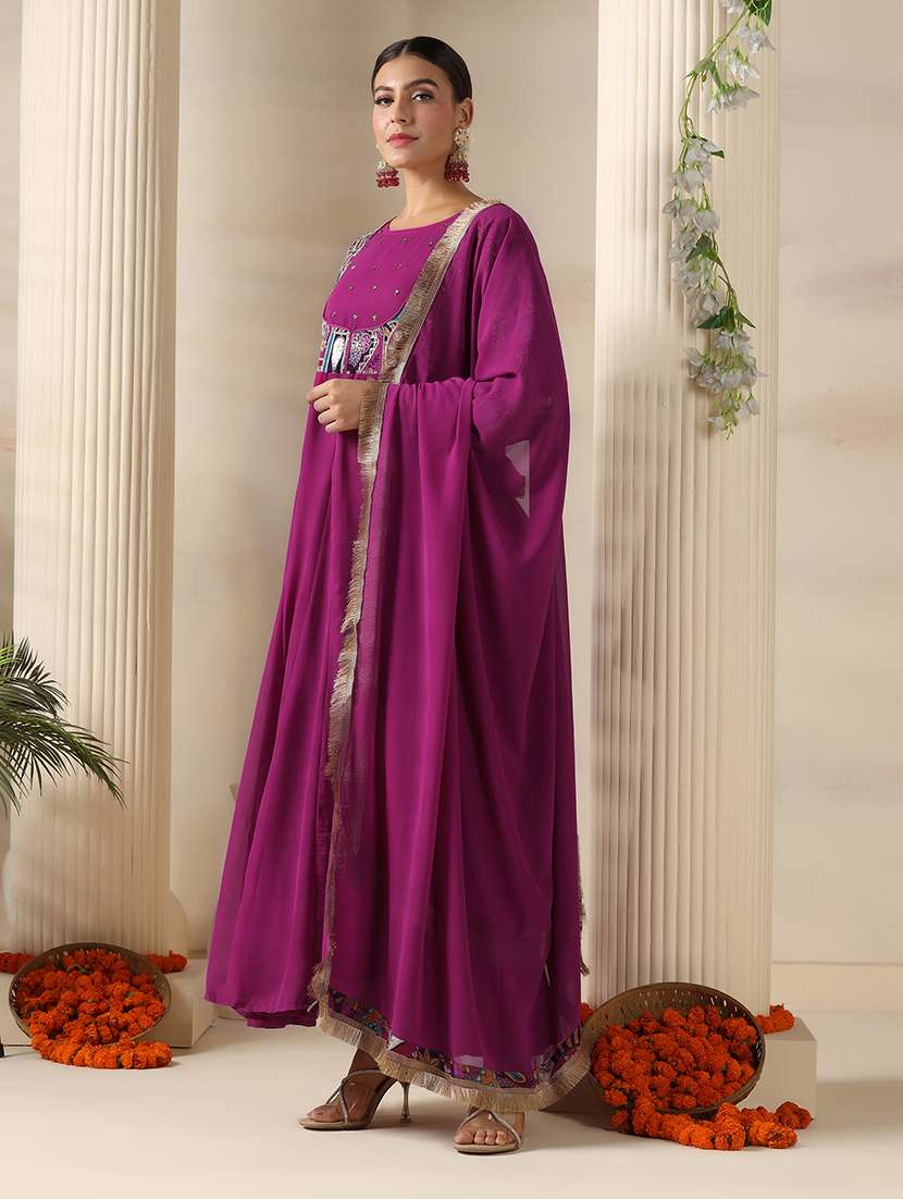 women embroidered long sleeve kurta dupatta set - 22161034 -  Standard Image - 2