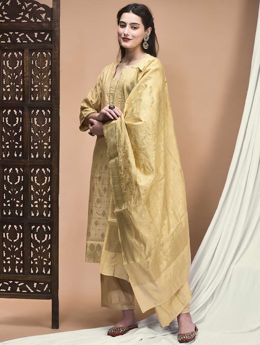 women self design three quarter sleeve kurta pant with dupatta set - 22161052 -  Standard Image - 2