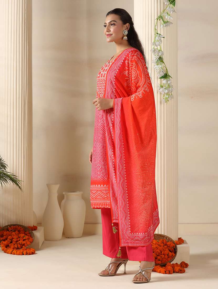women embroidered three quarter sleeve kurta pant with dupatta set - 22161074 -  Standard Image - 2