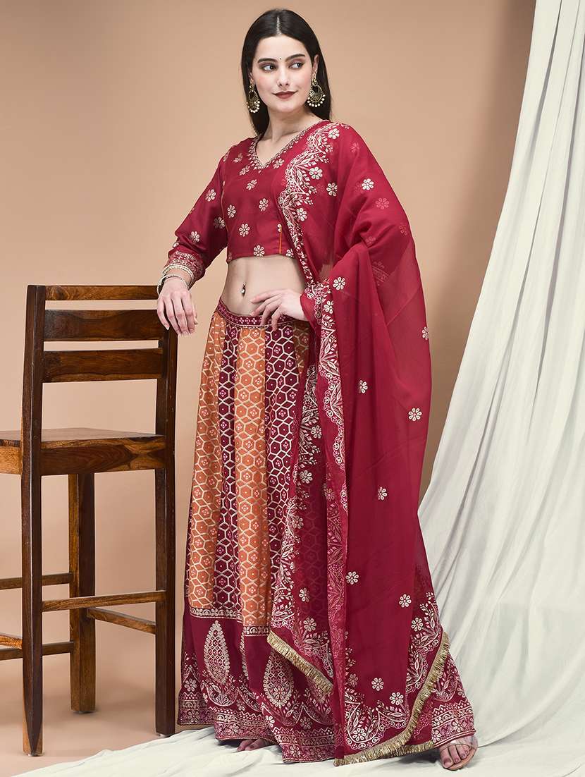 women printed with embroidery lehenga and choli with dupatta - 22161094 -  Standard Image - 2