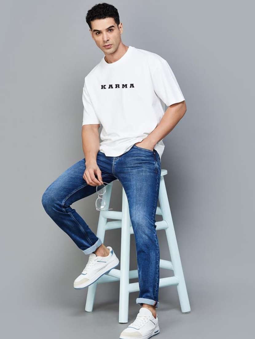 men chest print short sleeve oversized t-shirt - 22161095 -  Standard Image - 2