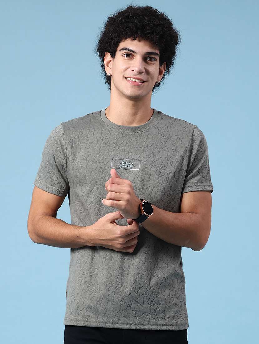 men olive cotton blend plain t-shirt - 22161133 -  Standard Image - 2