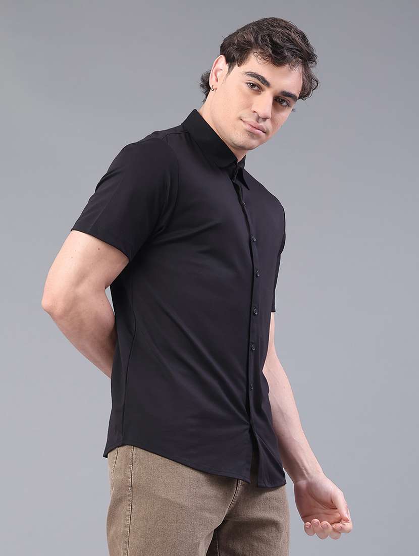 men solid short sleeve regular fit casual shirt - 22161443 -  Standard Image - 2