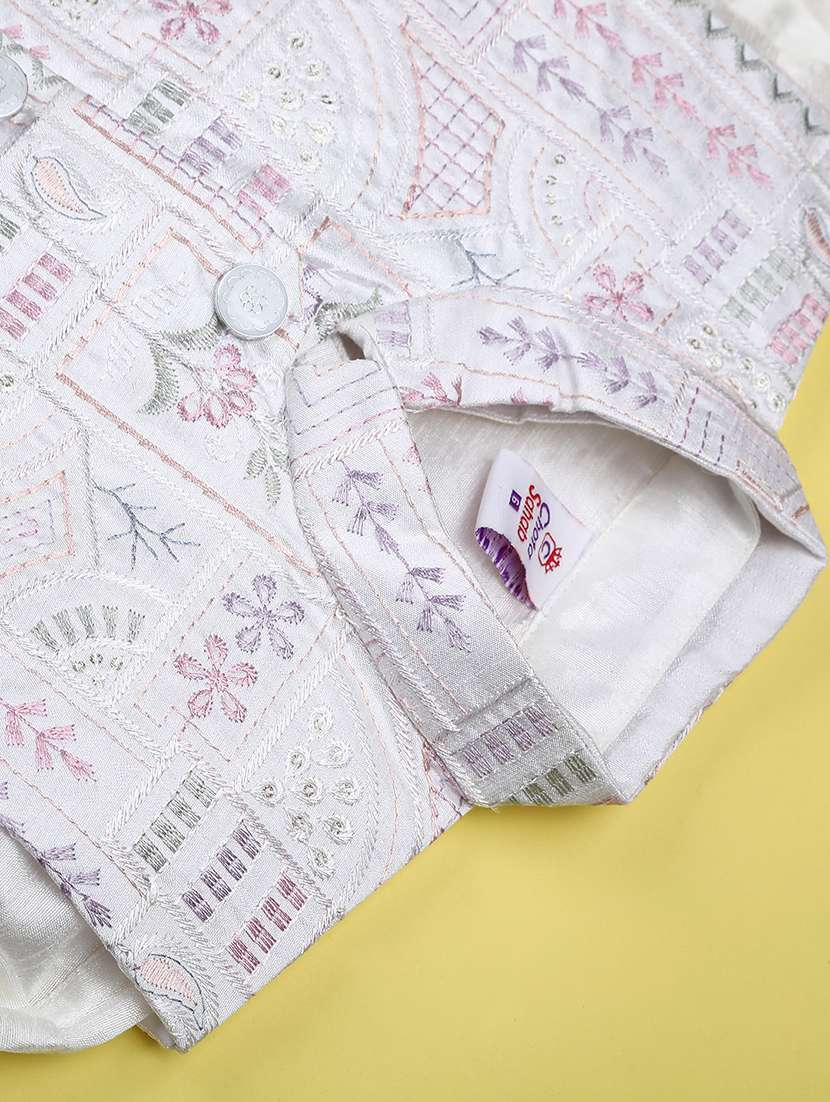 Boys Solid With Work Mandarin Neck Kurta Set - 22161487 -  Standard Image - 2