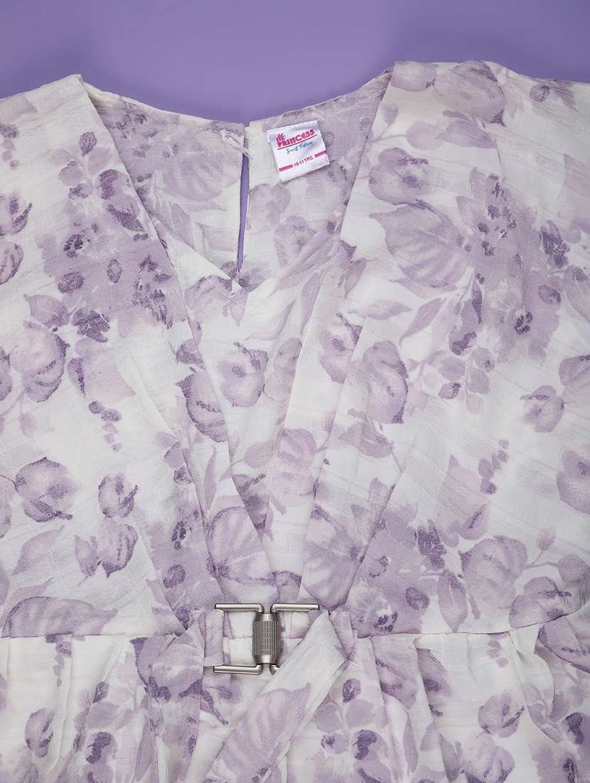 girls floral prinr short sleeve fit & flare dress - 22161536 -  Standard Image - 2