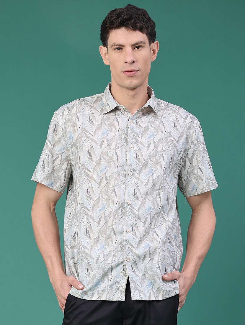 men printed short sleeve regular fit casual shirt - 22161599 -  Standard Image - 2