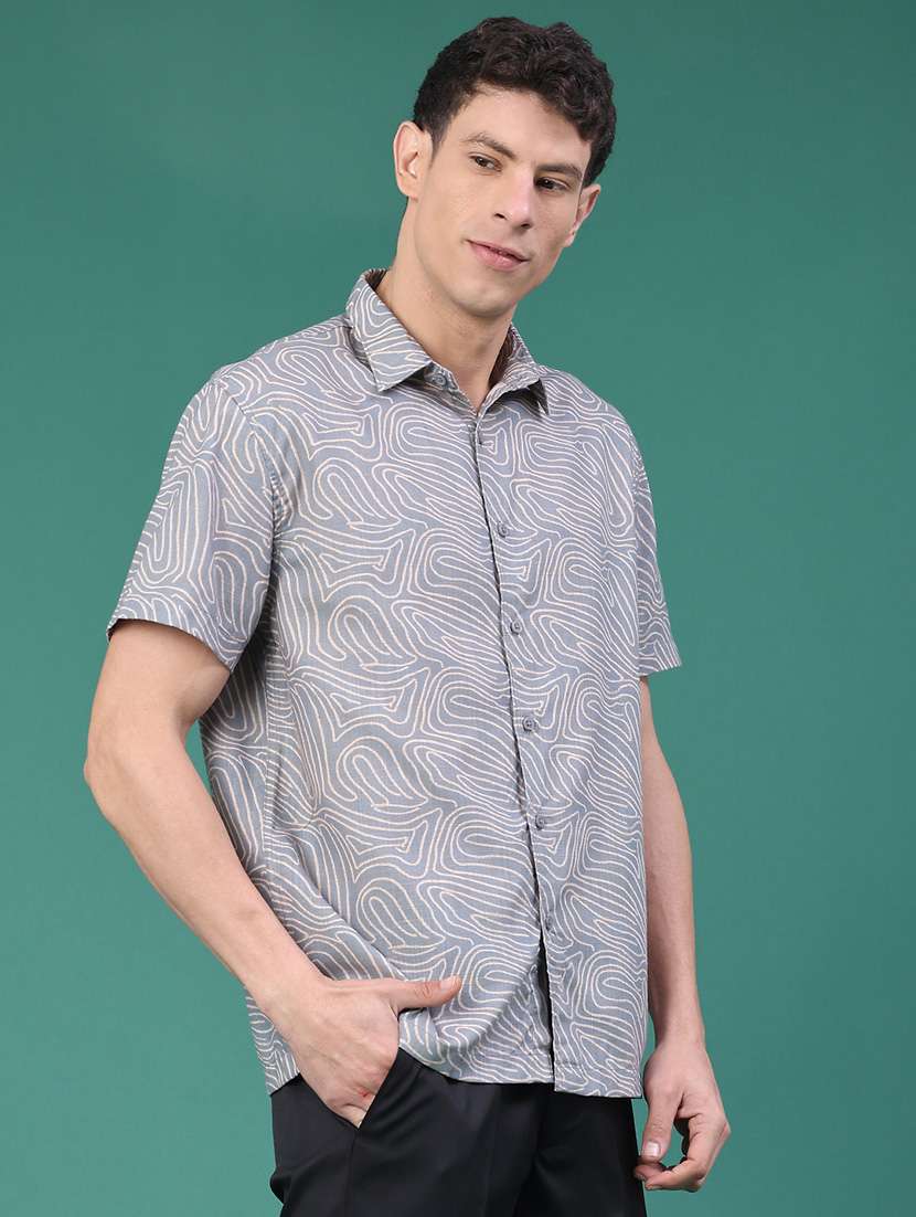 men printed short sleeve regular fit casual shirt - 22161600 -  Standard Image - 2