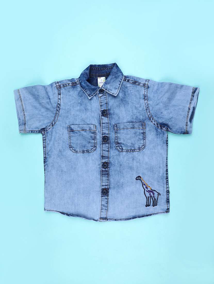 boys solid collared short sleeve shirt