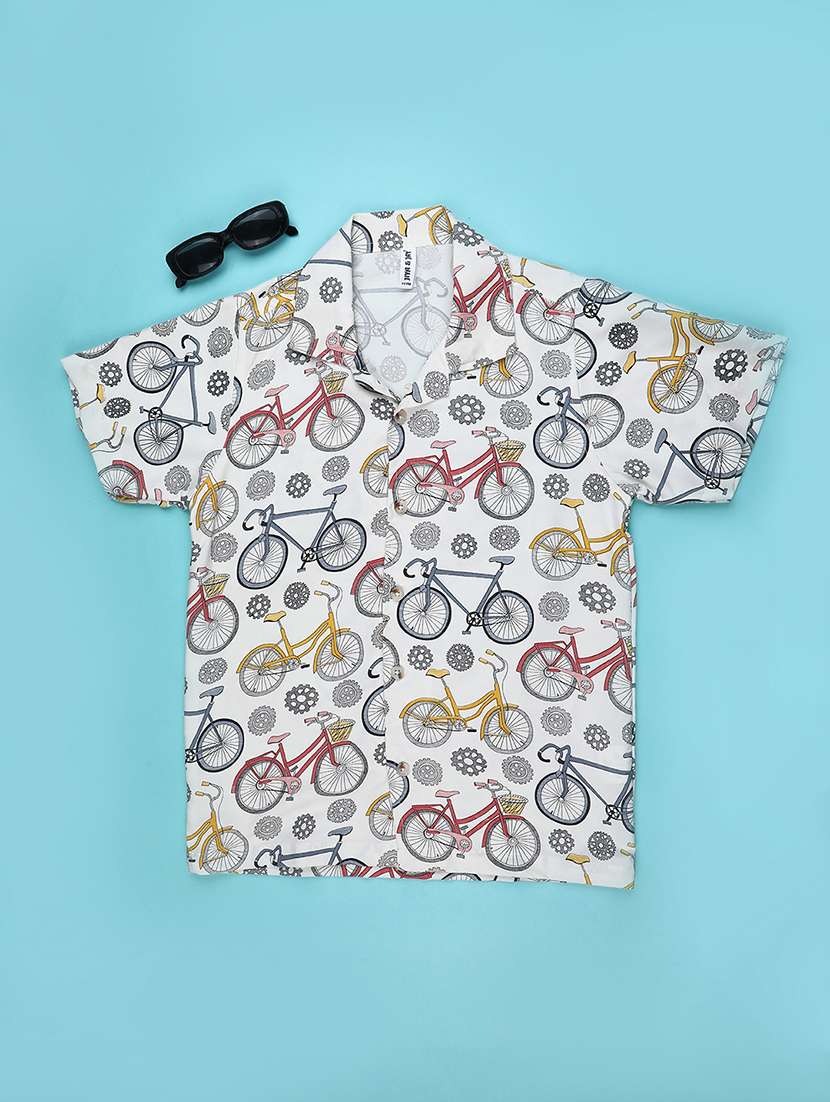 boys printed collared short sleeve shirt