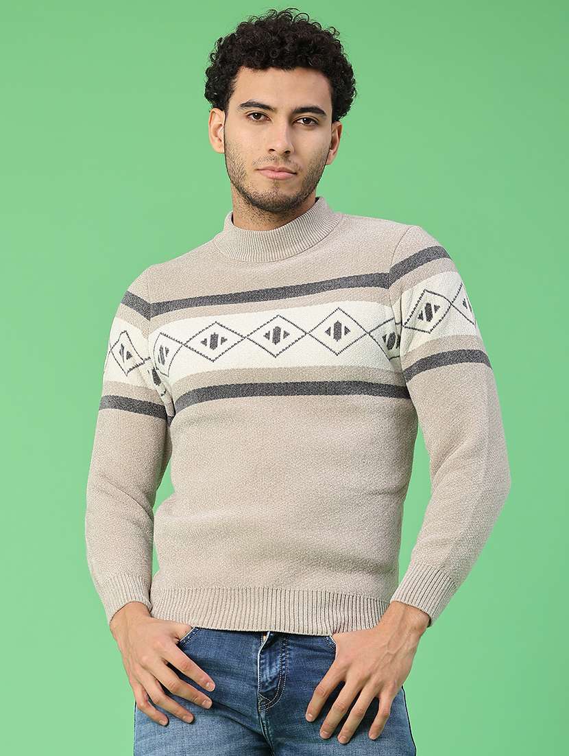 men self design long sleeve regular fit pullover  - 22161817 -  Standard Image - 2