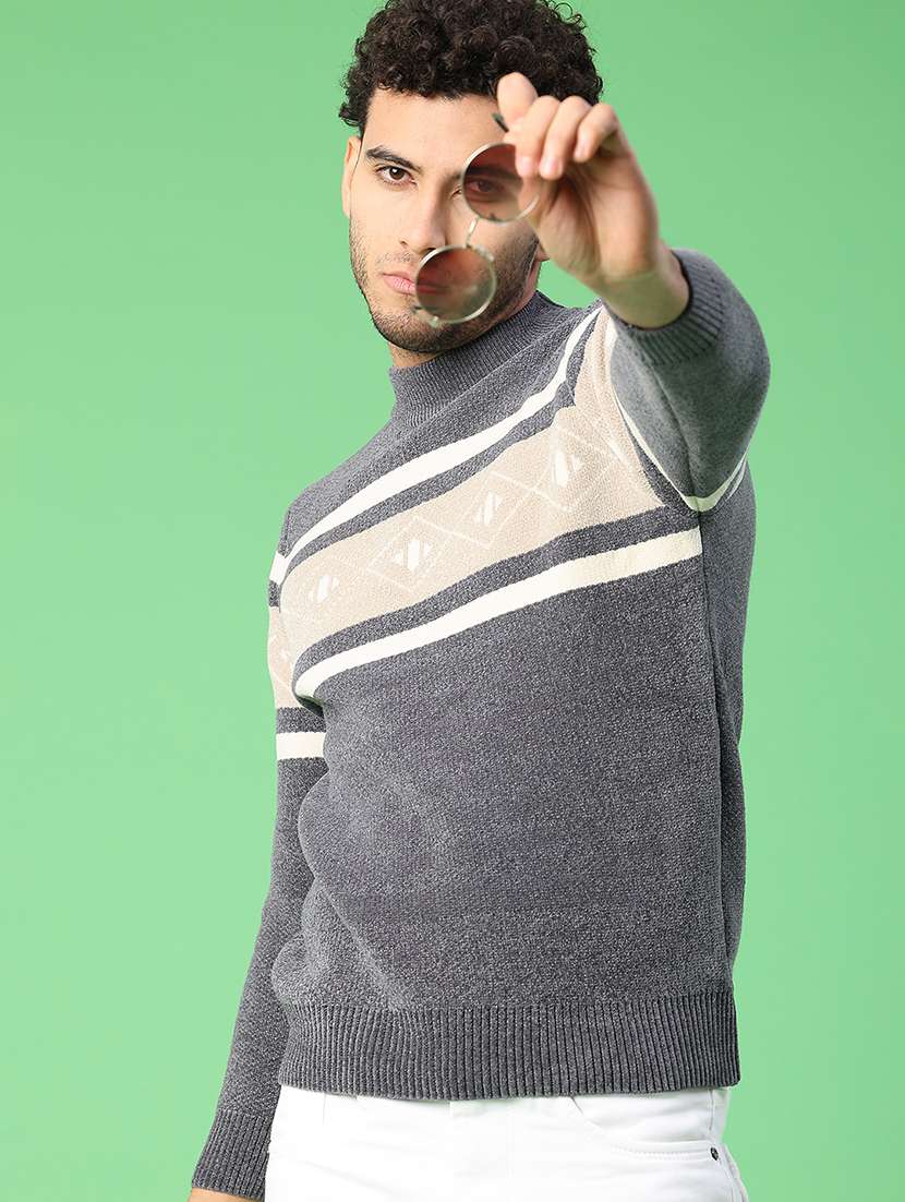 men self design long sleeve regular fit pullover  - 22161818 -  Standard Image - 2