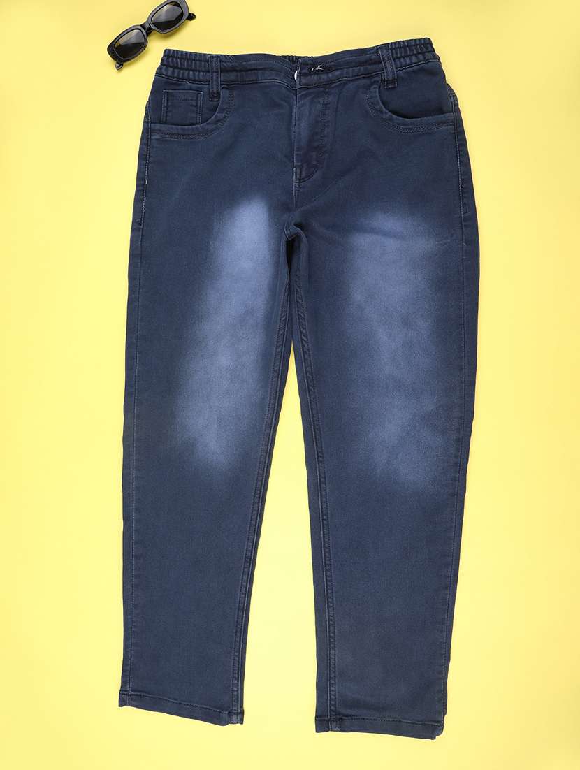boys solid mid rise slim fit jean
