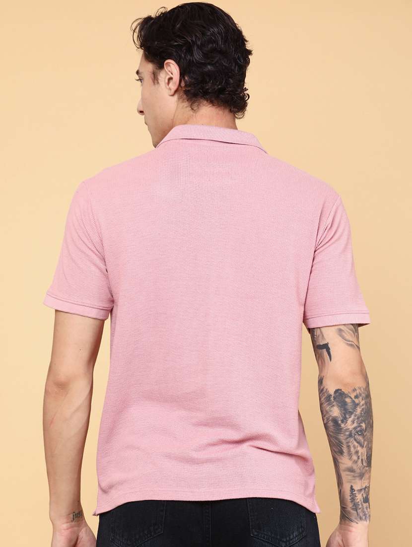 men pink cotton blend plain t-shirt - 22161997 -  Standard Image - 2