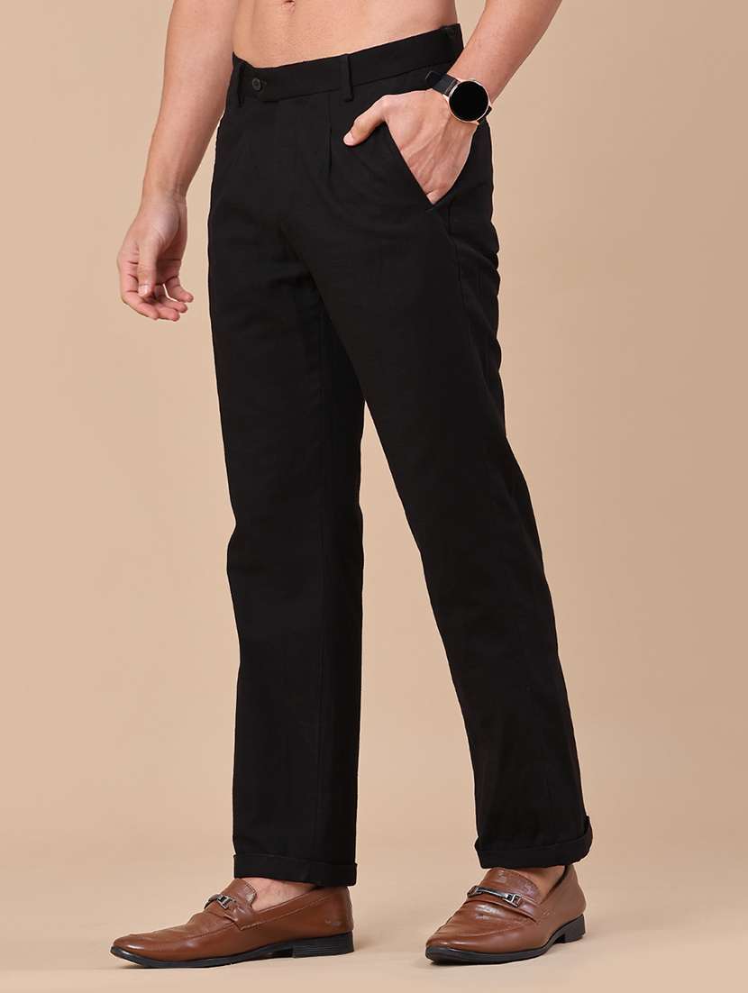 men solid mid rise regular fit chinos - 22162035 -  Standard Image - 2