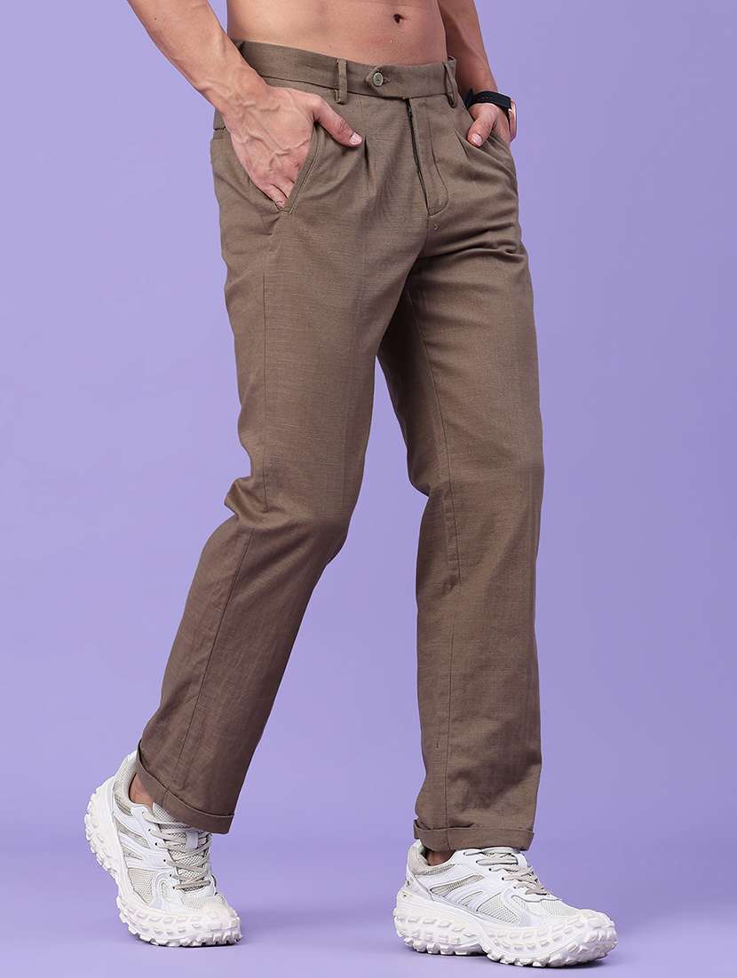 men solid mid rise regular fit chinos - 22162036 -  Standard Image - 2