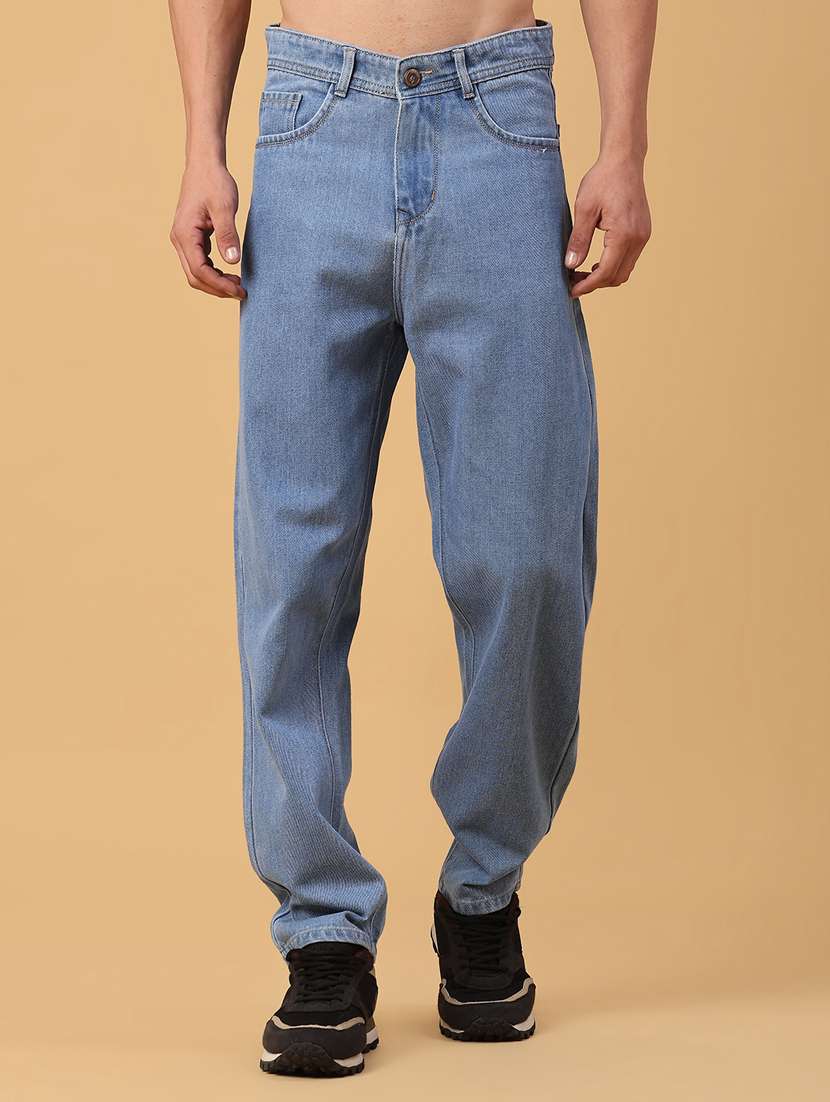 men solid mid rise relaxed fit jean
