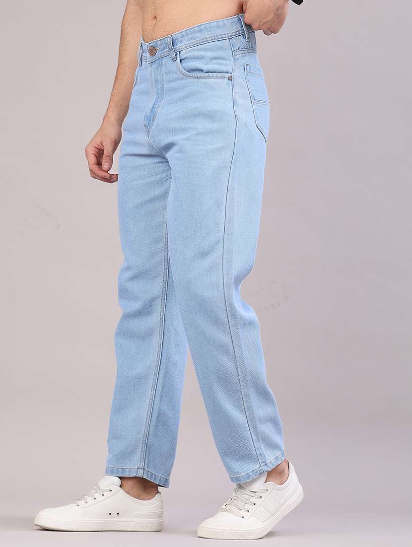 men plain mid rise full length straight jeans - 22162045 -  Standard Image - 2