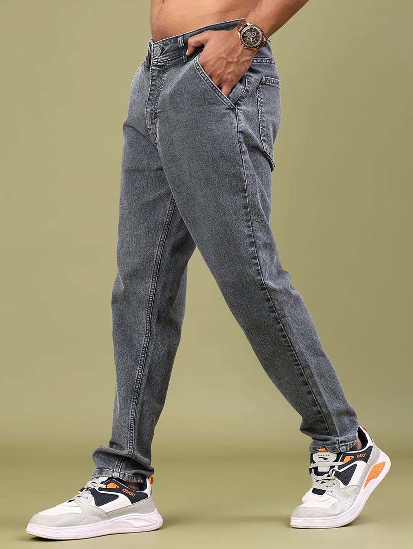 men plain mid rise full length tapered jeans - 22162048 -  Standard Image - 2