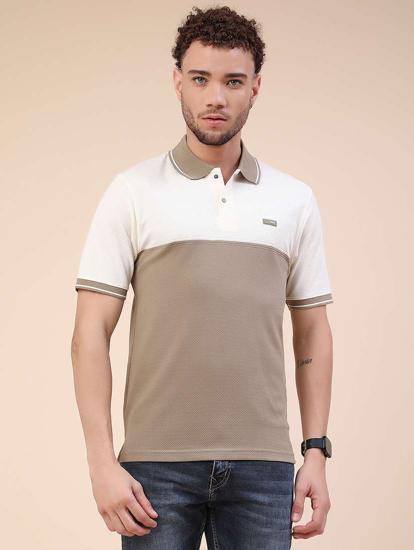 men colourblocked short sleeves polo t-shirt - 22162077 -  Standard Image - 2