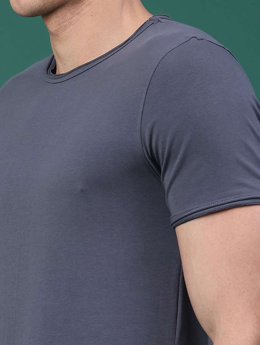 Men Solid Short Sleeve Slim Fit T-shirt - 22162104 -  Standard Image - 2