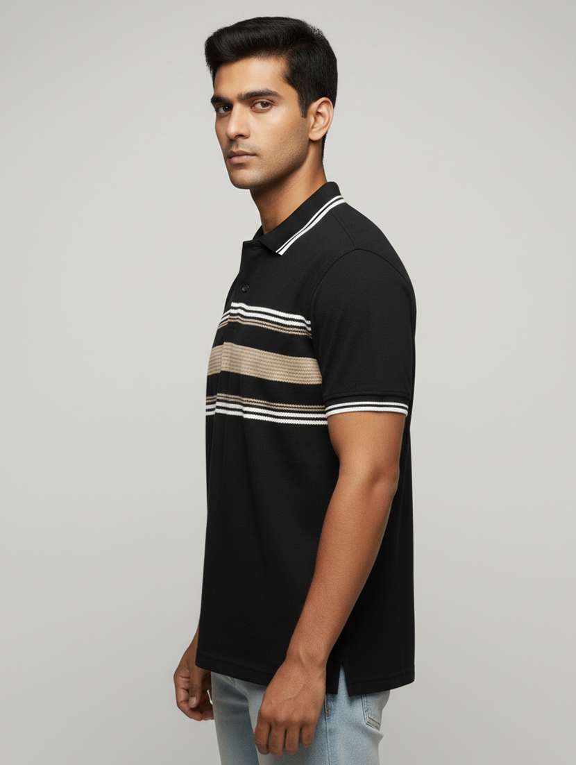men striped short sleeve regular fit polo t-shirt - 22162113 -  Standard Image - 2