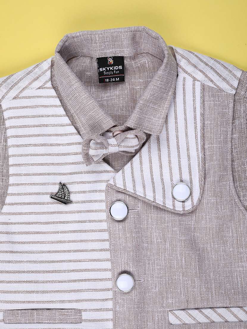 boys striped short sleeves waistcoat twin set - 22162121 -  Standard Image - 2