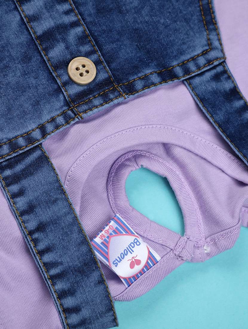 girls solid with work cap sleeves dungaree dress with bloomer - 22162159 -  Standard Image - 2