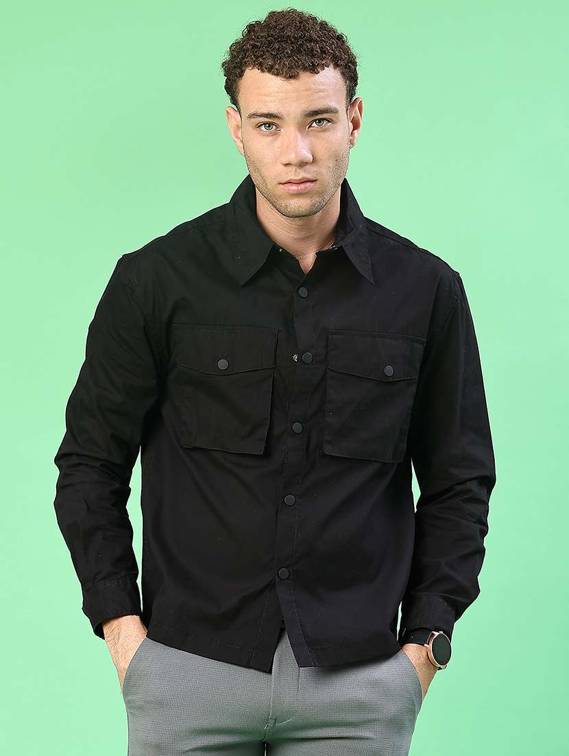 men solid short sleeve regular fit casual shirt - 22162239 -  Standard Image - 2